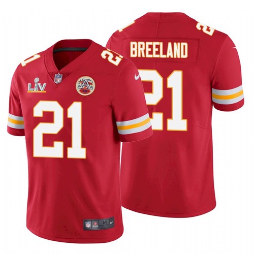 Men's Red Kansas City Chiefs #21 Bashaud Breeland 2021 Super Bowl LV Stitched Jersey